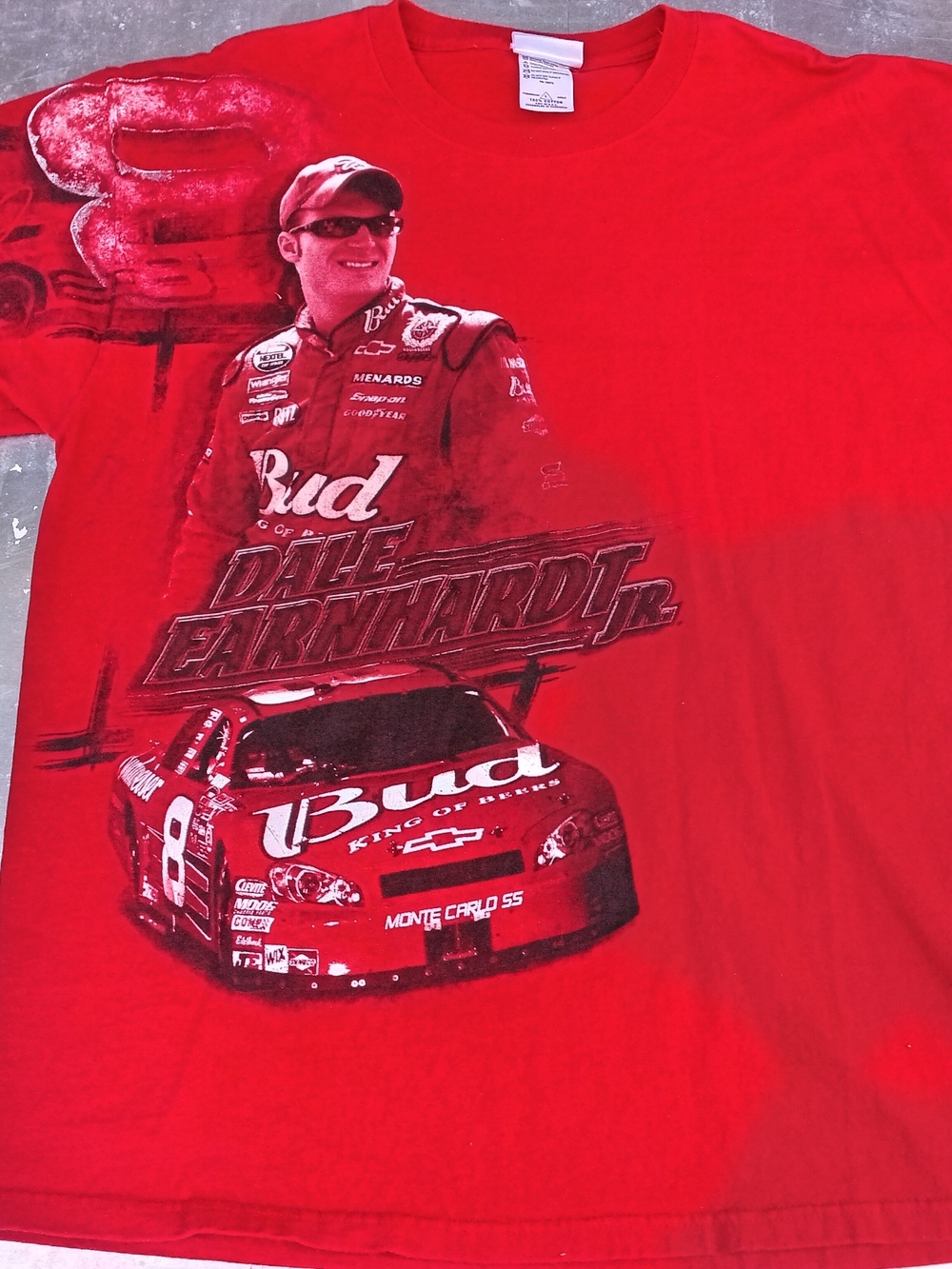 Nwot Vintage CHASE AUTHENTICS DALE EARNHARDT Jr NASCAR SIZE L MENS T Shirt  RED